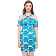 Hexagon Windows Shoulder Frill Bodycon Summer Dress by essentialimage