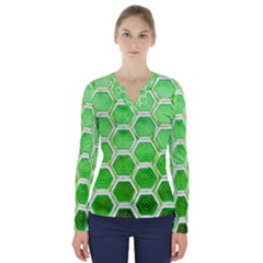 Hexagon Windows V-neck Long Sleeve Top by essentialimage