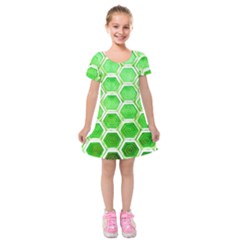 Hexagon Windows Kids  Short Sleeve Velvet Dress