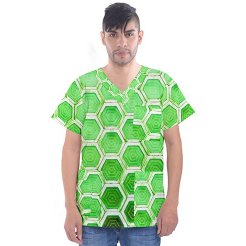 Hexagon Windows Men s V-neck Scrub Top by essentialimage