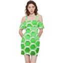 Hexagon Windows Shoulder Frill Bodycon Summer Dress View3