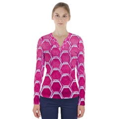 Hexagon Windows V-neck Long Sleeve Top by essentialimage