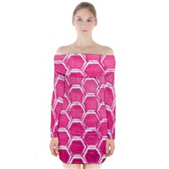 Hexagon Windows Long Sleeve Off Shoulder Dress by essentialimage