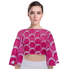 Hexagon Windows Tie Back Butterfly Sleeve Chiffon Top by essentialimage