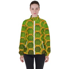 Hexagon Windows Women s High Neck Windbreaker by essentialimage