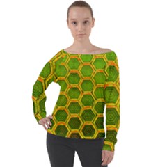 Hexagon Windows Off Shoulder Long Sleeve Velour Top by essentialimage