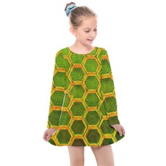 Hexagon Windows Kids  Long Sleeve Dress by essentialimage