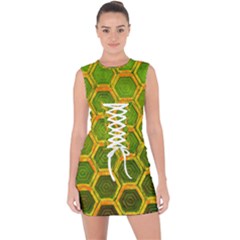 Hexagon Windows Lace Up Front Bodycon Dress by essentialimage