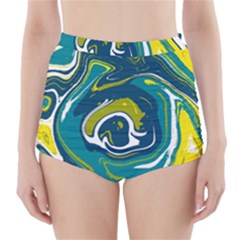 Vector Vivid Marble Pattern 14 High-waisted Bikini Bottoms by goljakoff