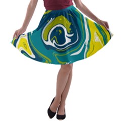 Vector Vivid Marble Pattern 14 A-line Skater Skirt by goljakoff