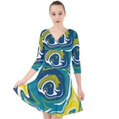 Vector Vivid Marble Pattern 14 Quarter Sleeve Front Wrap Dress by goljakoff