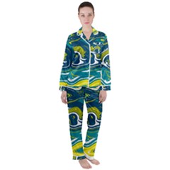 Vector Vivid Marble Pattern 14 Satin Long Sleeve Pajamas Set by goljakoff