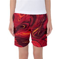 Red Vivid Marble Pattern Women s Basketball Shorts by goljakoff