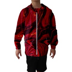 Red Vivid Marble Pattern Kids  Hooded Windbreaker by goljakoff