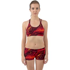 Red Vivid Marble Pattern Back Web Gym Set by goljakoff