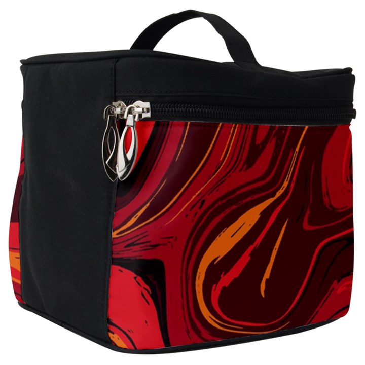 Red Vivid Marble Pattern Make Up Travel Bag (Big)