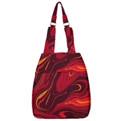 Red Vivid Marble Pattern Center Zip Backpack by goljakoff