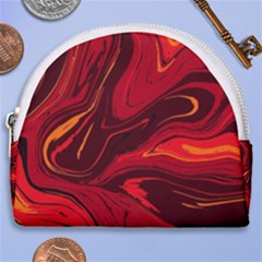 Red Vivid Marble Pattern Horseshoe Style Canvas Pouch by goljakoff