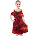 Red Vivid Marble Pattern Kids  Cut Out Shoulders Chiffon Dress View1