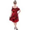 Red Vivid Marble Pattern Kids  Cut Out Shoulders Chiffon Dress View2