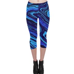 Blue Vivid Marble Pattern 16 Capri Leggings  by goljakoff