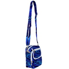 Blue Vivid Marble Pattern 16 Shoulder Strap Belt Bag by goljakoff