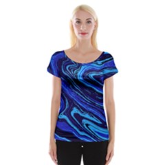 Blue Vivid Marble Pattern 16 Cap Sleeve Top by goljakoff