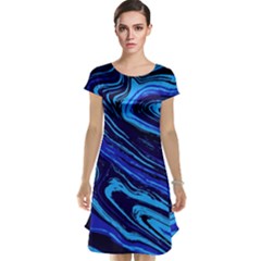 Blue Vivid Marble Pattern 16 Cap Sleeve Nightdress by goljakoff