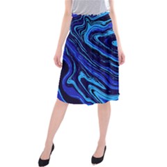 Blue Vivid Marble Pattern 16 Midi Beach Skirt by goljakoff