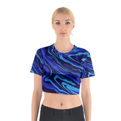 Blue Vivid Marble Pattern 16 Cotton Crop Top by goljakoff