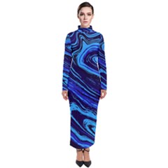 Blue Vivid Marble Pattern 16 Turtleneck Maxi Dress by goljakoff