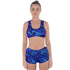 Blue Vivid Marble Pattern 16 Racerback Boyleg Bikini Set by goljakoff