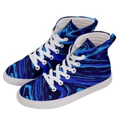 Blue Vivid Marble Pattern 16 Men s Hi-top Skate Sneakers by goljakoff