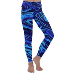 Blue Vivid Marble Pattern 16 Kids  Lightweight Velour Classic Yoga Leggings by goljakoff