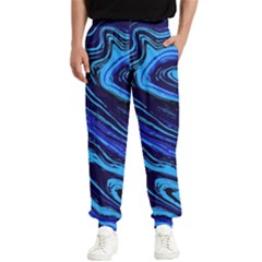 Blue Vivid Marble Pattern 16 Men s Elastic Waist Pants by goljakoff