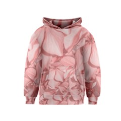 Coral Colored Hortensias Floral Photo Kids  Pullover Hoodie by dflcprintsclothing