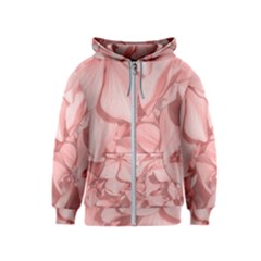 Coral Colored Hortensias Floral Photo Kids  Zipper Hoodie by dflcprintsclothing