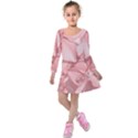 Coral Colored Hortensias Floral Photo Kids  Long Sleeve Velvet Dress View1