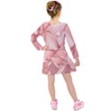 Coral Colored Hortensias Floral Photo Kids  Long Sleeve Velvet Dress View2