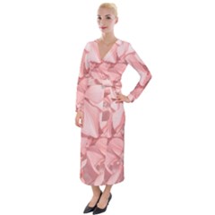 Coral Colored Hortensias Floral Photo Velvet Maxi Wrap Dress