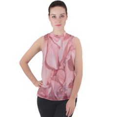 Coral Colored Hortensias Floral Photo Mock Neck Chiffon Sleeveless Top by dflcprintsclothing