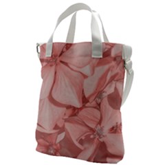 Coral Colored Hortensias Floral Photo Canvas Messenger Bag