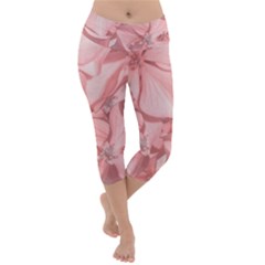 Coral Colored Hortensias Floral Photo Lightweight Velour Capri Yoga Leggings by dflcprintsclothing