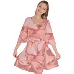 Coral Colored Hortensias Floral Photo Velour Kimono Dress by dflcprintsclothing