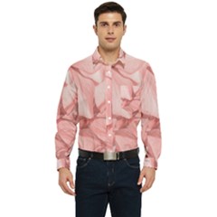 Coral Colored Hortensias Floral Photo Men s Long Sleeve Pocket Shirt 