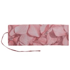 Coral Colored Hortensias Floral Photo Roll Up Canvas Pencil Holder (m)