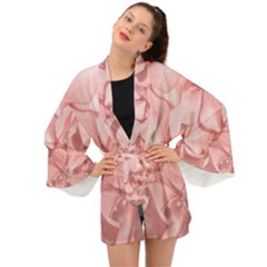 Coral Colored Hortensias Floral Photo Long Sleeve Kimono by dflcprintsclothing