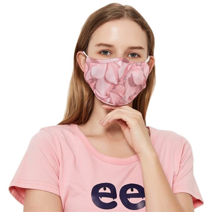 Coral Colored Hortensias Floral Photo Fitted Cloth Face Mask (Adult)