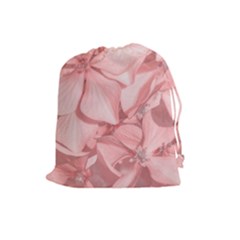 Coral Colored Hortensias Floral Photo Drawstring Pouch (large) by dflcprintsclothing