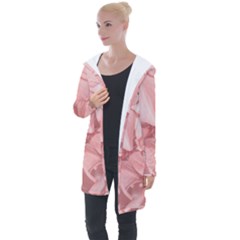 Coral Colored Hortensias Floral Photo Longline Hooded Cardigan